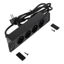Riex ED14 Presa elettrica francese (4×), cavo 2 m, nero