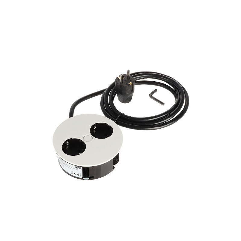 Bachmann Twist Presa elettrica Schuko (2×), cavo 2 m, bianco opaco
